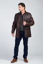 Мужская кожаная куртка из натуральной кожи на меху с капюшоном, отделка енот 3600062-2